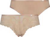 Hunkemöller Dames Lingerie 2-pack slips Angie - Beige - maat XS