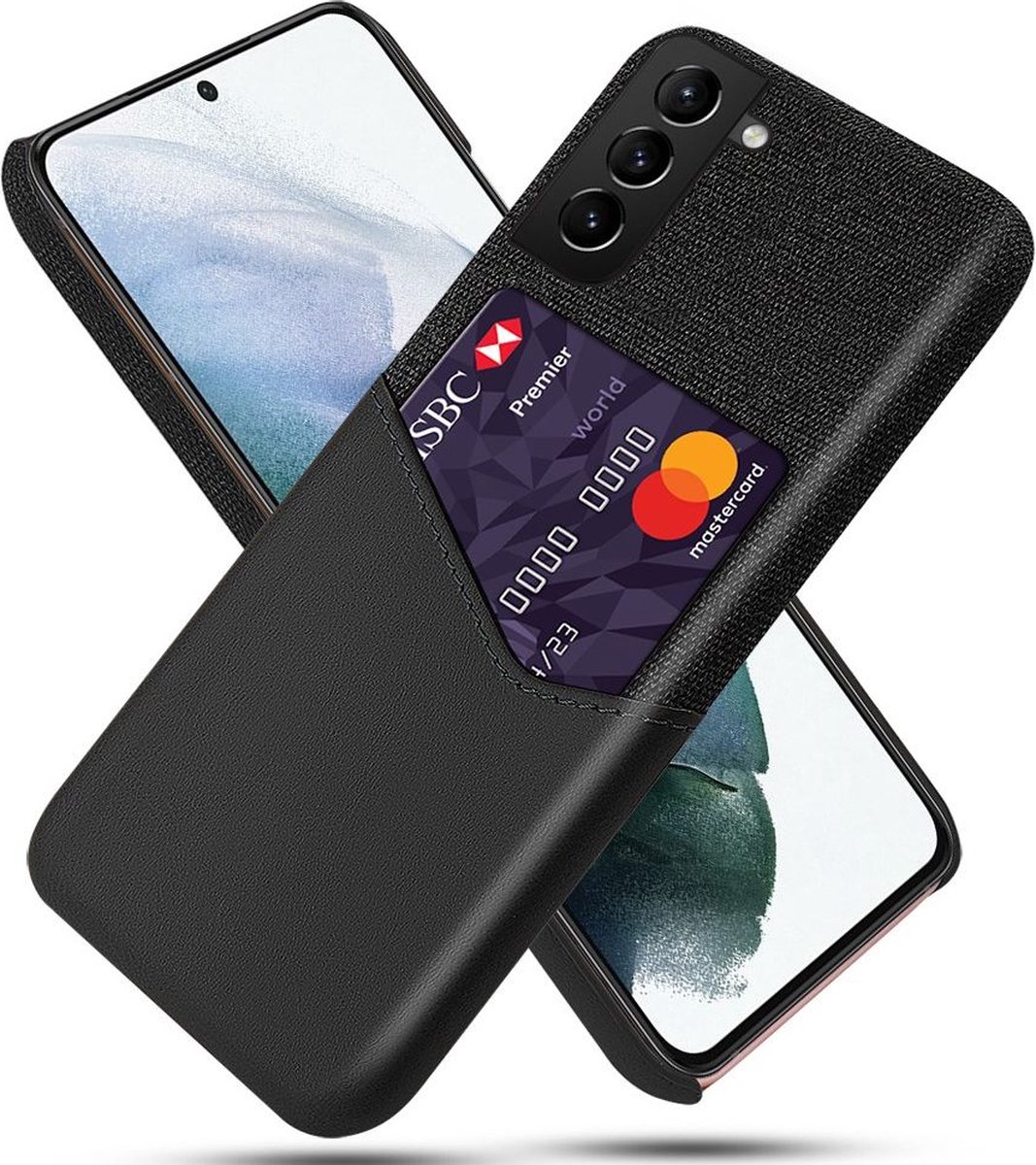 Geschikt voor Samsung Galaxy S22 - Hoesje met Kaarthouder Back Cover Zwart