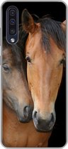 Geschikt voor Samsung Galaxy A50 hoesje - Paarden - Liefde - Bruin - Siliconen Telefoonhoesje