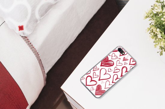 Coque iPhone 8 - Une illustration avec différents coeurs sur fond blanc - Coque en Siliconen pour téléphone