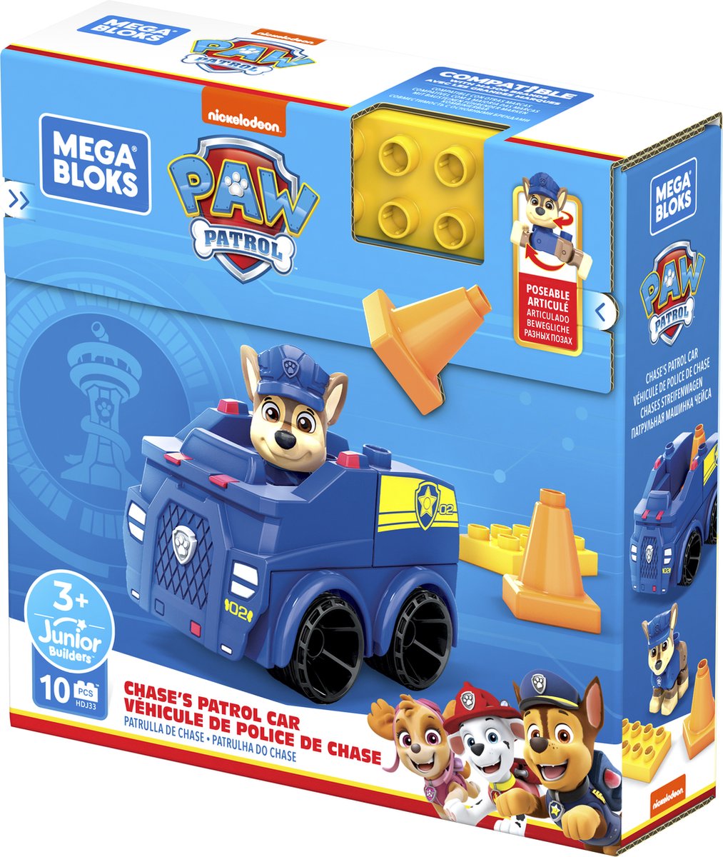 Mega Bloks Paw Patrol Chase's Patrouillewagen - 9 bouwstenen