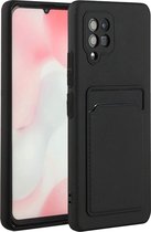 Hoesje Geschikt Voor Samsung Galaxy A42 Hoesje met pasjeshouder Zwart - Hoesje Geschikt Voor Samsung Galaxy A42 5G hoesje Soft silicone colour case met kaarthouder