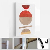 Een trendy set van abstracte oranje en rode handgeschilderde illustraties voor wanddecoratie, Social Media Banner, Brochure Cover Design achtergrond - Modern Art Canvas - verticaal