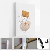 Schilderen Muur Foto's Home Room Decor. Moderne abstracte kunst botanische kunst aan de muur. Boho. Minimal Art Flower op geometrische vormen achtergrond. Abstract Plant Art design