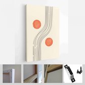 Abstracte illustratie in minimalistische stijl voor wanddecoratie achtergrond. Halverwege de eeuw moderne minimalistische kunstdruk. Boho wanddecoratie - Modern Art Canvas - Vertic