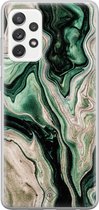 Samsung A52s hoesje siliconen - Groen marmer / Marble | Samsung Galaxy A52s case | groen | TPU backcover transparant