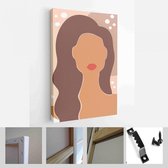 Set achtergronden voor social media platform, instagram verhalen, banner met abstracte vormen, stilleven, pioenroos, vazen ??en vrouw vorm - Modern Art Canvas - Verticaal - 1727902