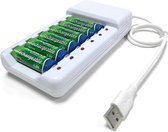 DrPhone BD6 – Batterij lader - Oplader - 6 Poorten - Usb - AA – AAA - Overbelasting Bescherming – Oplaadbaar - Wit