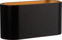 Zwarte XERA wandlamp, ovale vorm, met gouden binnenkant.