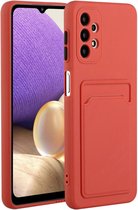 Telefoonhoes Geschikt voor: Samsung Galaxy A32 5G siliconen Pasjehouder hoesje - Bordeaux rood
