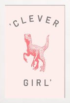 JUNIQE - Poster in houten lijst Clever Girl -40x60 /Roze