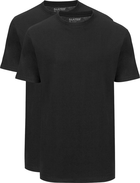 aanvaardbaar Blind uitgehongerd Slater 2520 - BASIC 2-pack T-shirt ronde hals korte mouw zwart XL 100%  katoen | bol.com