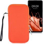 kwmobile Tasje voor smartphones XL - 6,7/6,8" - Insteekhoesje van neopreen in oranje - Maat: 17,2 x 8,4 cm