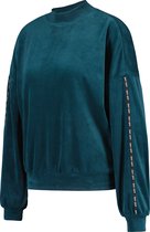 Hunkemöller Dames Nachtmode Top Velours Mock  - Blauw - maat M