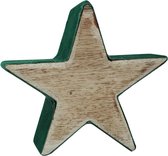 PTMD Decoratief Object Ster Kerstmis - 10 x 4 x 10 cm - Hout/velvet - Bruin/groen