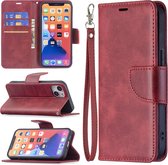 iPhone 13 Hoesje - MobyDefend Wallet Book Case Met Koord - Rood - GSM Hoesje - Telefoonhoesje Geschikt Voor: Apple iPhone 13