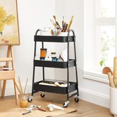 IN.HOMEXL - Downey - Keukentrolley - Keukentrolley op wieltjes - Multifunctionelle trolley - Keukentrolley met lades – Rolkast – Serveerwagen – Zwart 41 x 35 x 79 cm