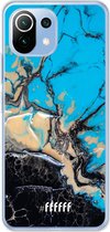 6F hoesje - geschikt voor Xiaomi Mi 11 Lite -  Transparant TPU Case - Blue meets Dark Marble #ffffff