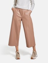 TAIFUN Dames Culotte van imitatieleer met reliëf Wide Leg Tannin Brown-48