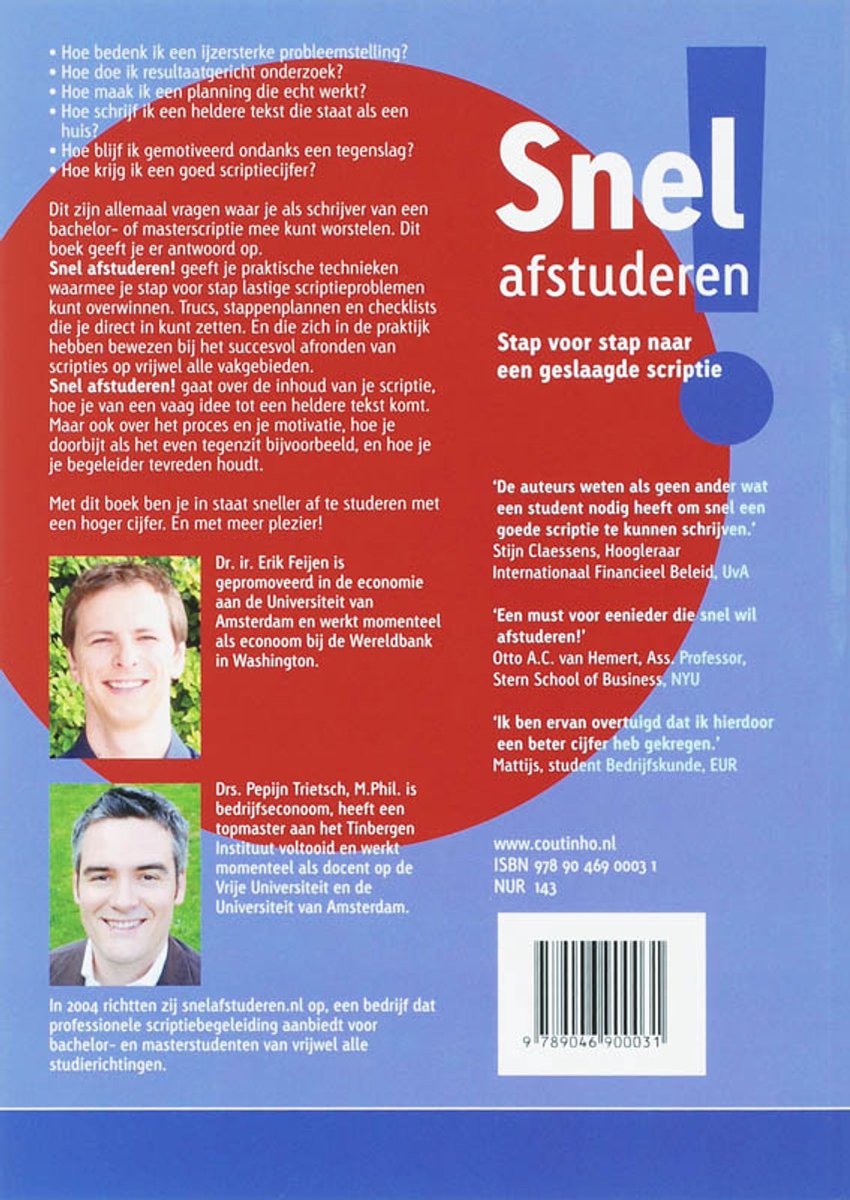 Snel afstuderen! - back cover