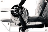 Tuindecoratie Zwart-wit beeld van een propeller - 60x40 cm - Tuinposter - Tuindoek - Buitenposter