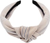 Haarband Diadeem Knoop Retro Ruit Print Beige