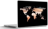 Laptop sticker - 10.1 inch - Wereldkaart - Kleuren - Zwart - 25x18cm - Laptopstickers - Laptop skin - Cover