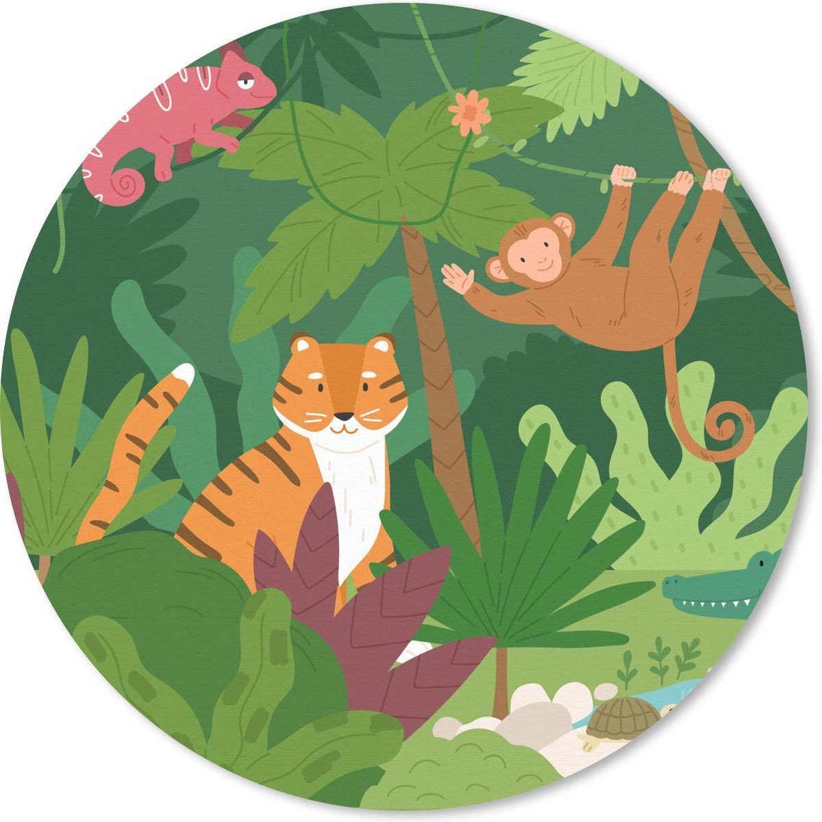 Muismat rond 40x40 cm - Mousepad Jungle - Dieren - Wild - Ronde muismatten