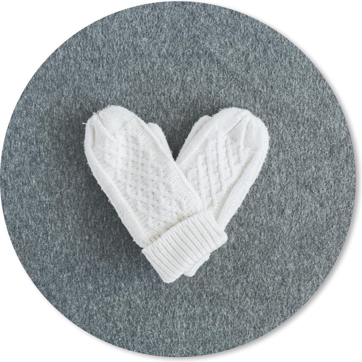 Muismat rond 30x30 cm - Mousepad Winter - Handschoenen - Hart - Ronde muismatten - Kerst - Cadeau - Kerstcadeau voor mannen en voor vrouwen