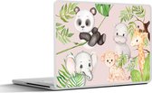 Laptop sticker - 10.1 inch - Jungle - Dieren - Roze - 25x18cm - Laptopstickers - Laptop skin - Cover