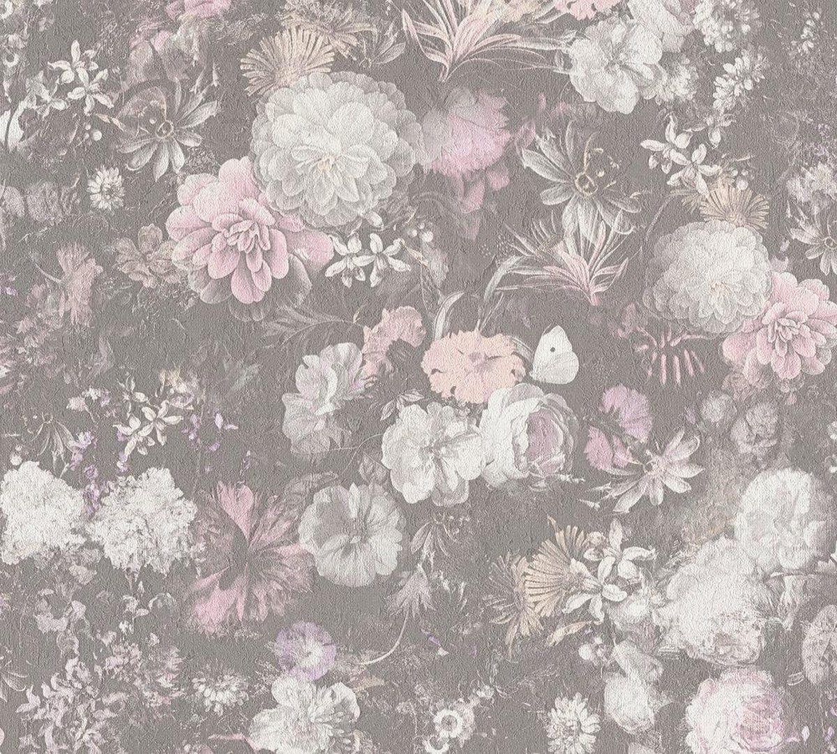 VINTAGE ORNAMENTEN EN BLOEMEN | Met Glitters - beige roze crème - Livingwalls Mata Hari