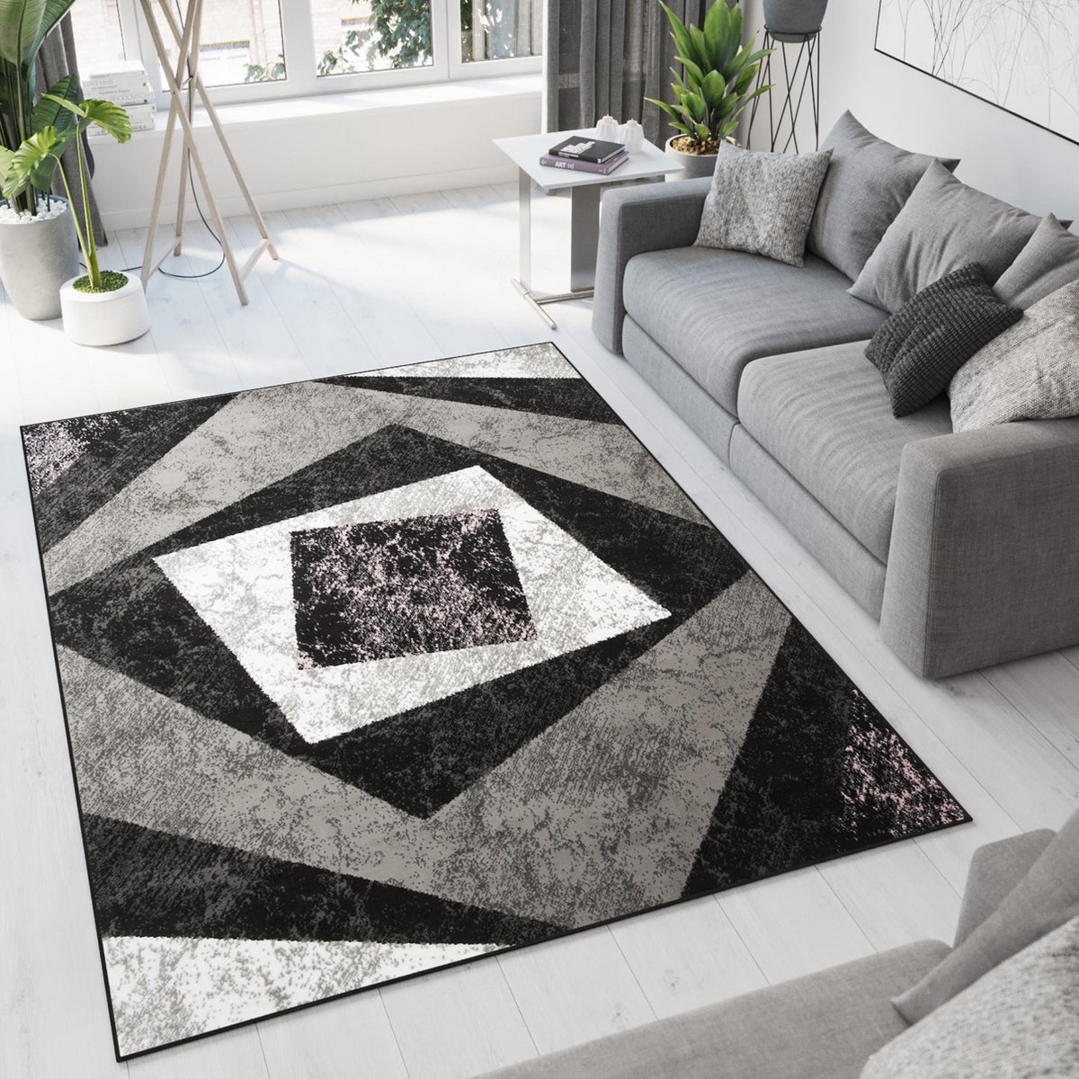 Tapiso Dream Vloerkleed Grijs Zwart Modern Woonkamer Tapijt Maat- 300x400