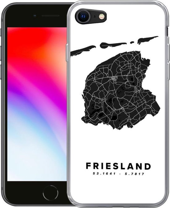Coque iPhone SE 2020 - Friesland - Carte routière Pays- Nederland - Wit - Siliconen