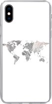 Geschikt voor iPhone Xs hoesje - Wereldkaart - Patronen - Zwart - Siliconen Telefoonhoesje