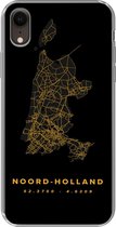 Geschikt voor iPhone XR hoesje - Noord-Holland - Kaart - Goud - Siliconen Telefoonhoesje