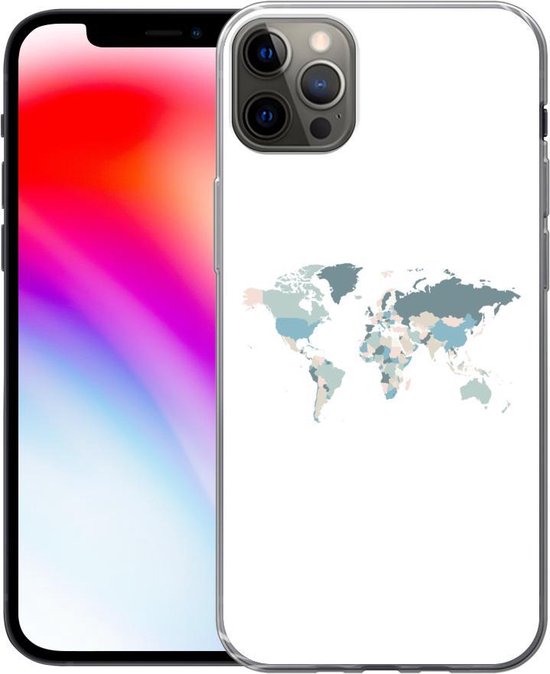 Coque iPhone 12 Pro Max - Carte du Wereldkaart - Pastel - Landen - Siliconen