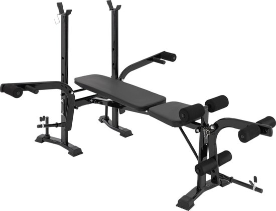 Multifunctionele bank, gewichtsbank, zwart, van metaal, tot 255 kg