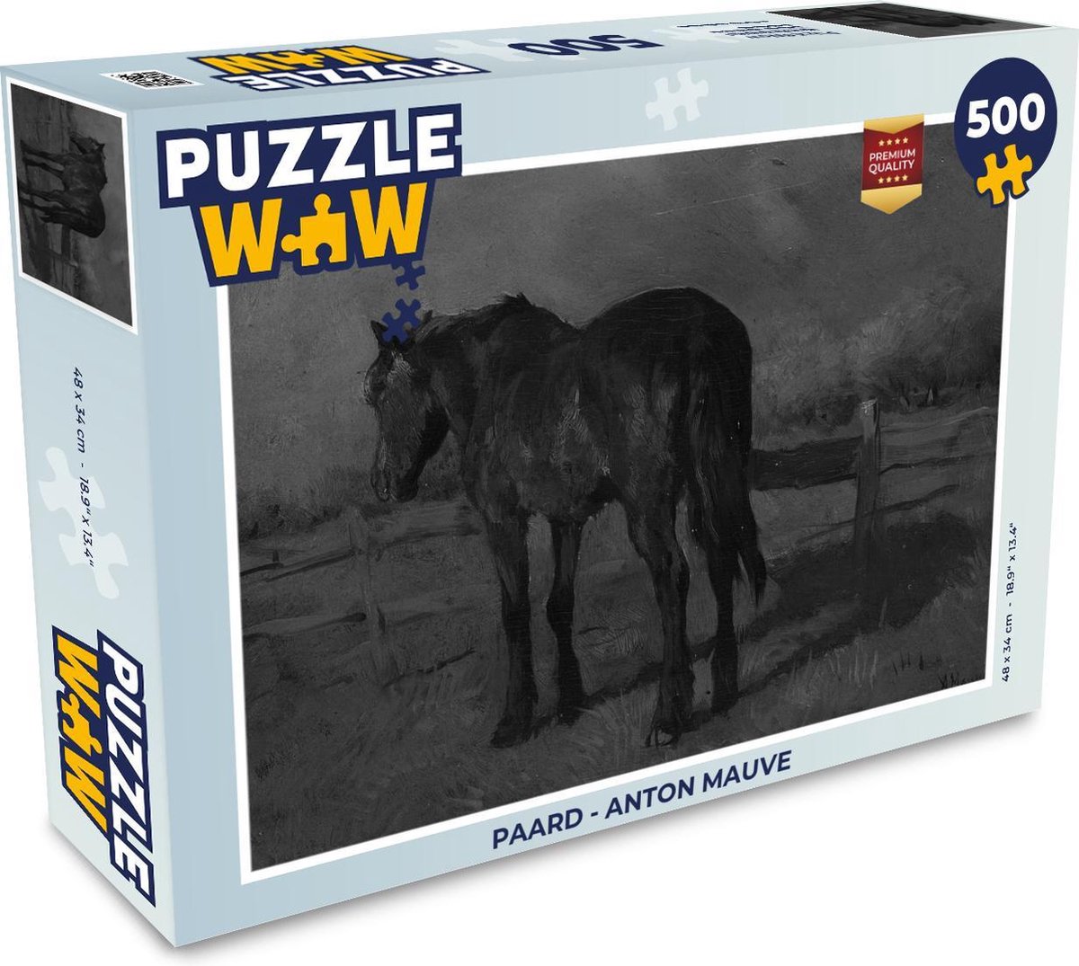 Afbeelding van product PuzzleWow  Puzzel Paard - Anton Mauve - Legpuzzel - Puzzel 500 stukjes