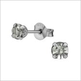 Aramat jewels ® - Zilveren zirkonia oorbellen rond black diamond 4mm black gun plating