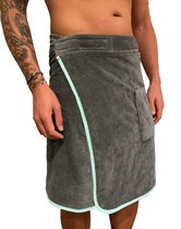 HOMELEVEL sauna handdoek voor hem - Katoenen saunakilt voor mannen - One size - Antraciet/mintgroen
