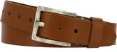 Leren Riem Glad Leer | Heren & Dames | 4cm breed | Riemmaat: 115cm (totale lengte: 130cm) | 100% echt leer | Kleur: cognac | Nikkelvrije gesp