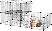 Relaxdays konijnenren binnen - knaagdierenren met deur - ren met 28 delen - knaagdierren
