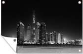 Posters de jardin extérieur Skyline - Zwart - Wit - Dubaï - 90x60 cm - Toile jardin