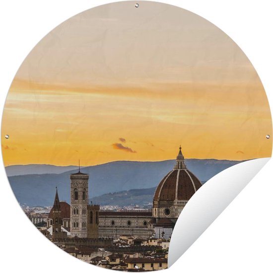 Tuincirkel Florence - Zon - Dom - 120x120 cm - Ronde Tuinposter - Buiten XXL / Groot formaat!