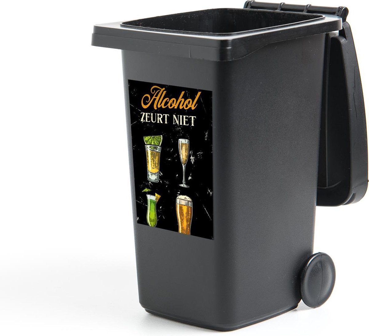 Afbeelding van product StickerSnake  Container sticker Alcoholische dranken - Glazen - Quote - 40x60 cm - Kliko sticker - Cadeau voor vrouw - Cadeau voor man