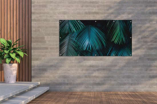 Affiche clôture Jungle - Palmier - Vert - Blauw - 200x100 cm - Toile de jardin