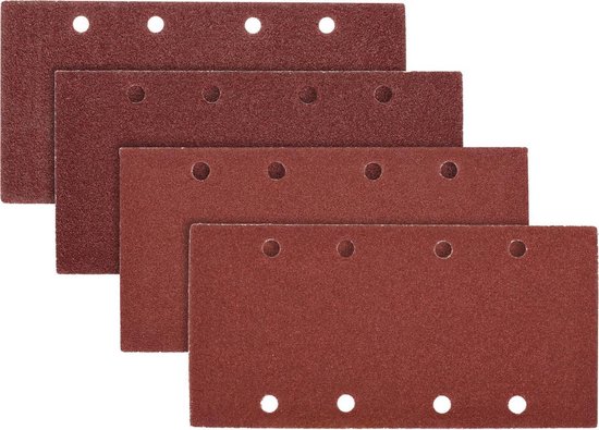 Navaris 25x rechthoekig klittenband schuurpapier - P40, 60, 80, 100 korrelig schuurpapier voor vlakschuurmachine- Voor hout en metaal - 93 x 187 mm
