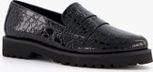 Nova dames loafers met croco print - Zwart - Maat 37