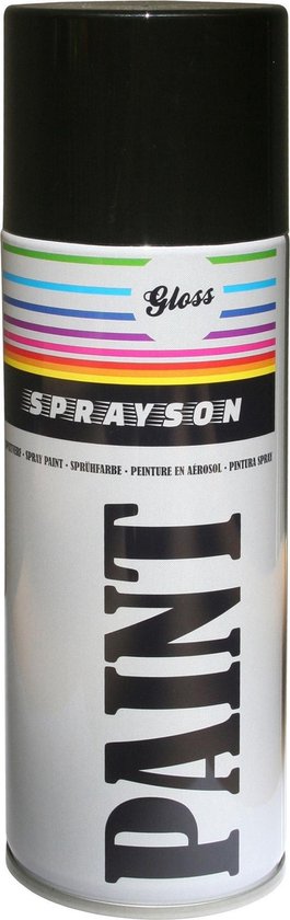 Sprayson Verf Spuitbus Spuitlak - Ral9005 Hoogglans Zwart - 400 ml |