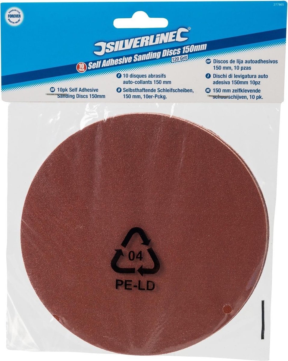 Silverline Disques Abrasifs Auto-agrippants, 300 Mm, 10 Pcs Grain 120